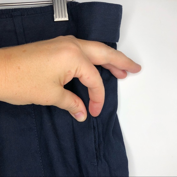 J JILL navy blue crop linen wide-leg pants M - p - Picture 7 of 14